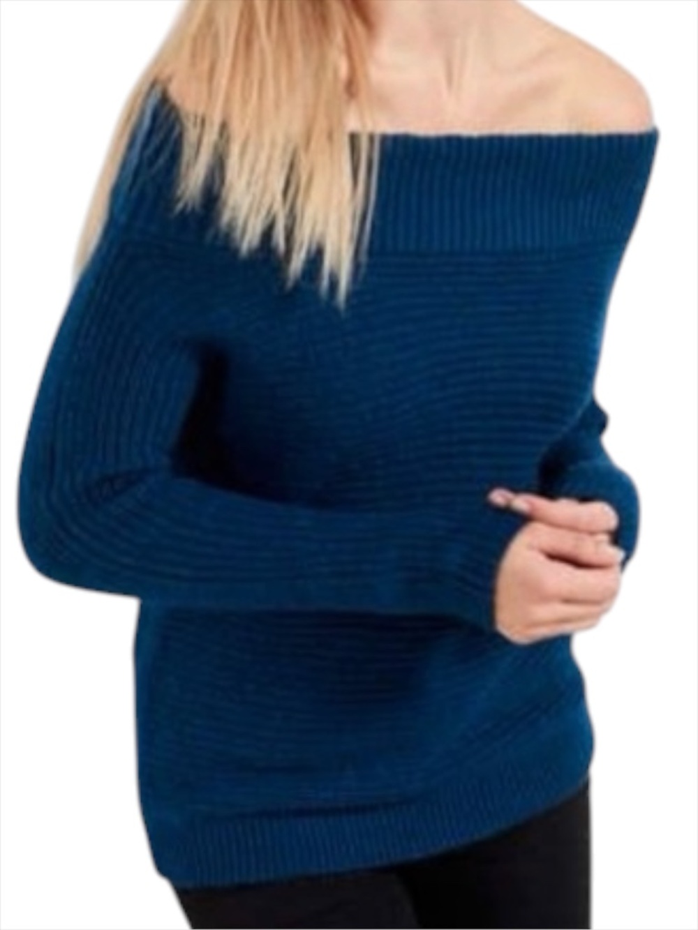 Express Off The Shoulder Chunky Sweater - Teal Size S